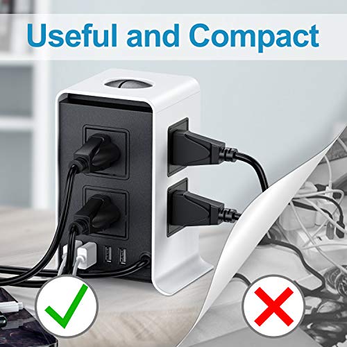 Surge Protector Power Strip 16.4FT/5M 8 Outlet 4 USB Ports power strip with long cord Outlet Surge Protector Tower Power Strip with USB Plug Lead Extension Cord