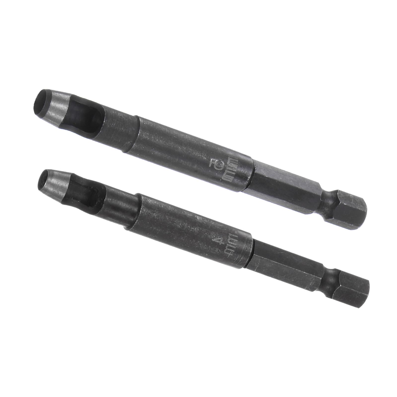 Kozelo 2pcs Leather Hole Punch Tool - [4/5mm x 1/4" Shank] Extension Hex Shank Drill Bit High-Carbon Steel Rotary Hollow Puncher for Fabric Leathercraft Belts Use, 147mm Length
