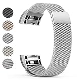 Fundro Compatible Fitbit Charge 2 Bands, Milanese Loop Stainless Steel Metal Replacement Accessories Bracelet Strap Unique Magnetic Lock Fitbit Charge 2 Women Men