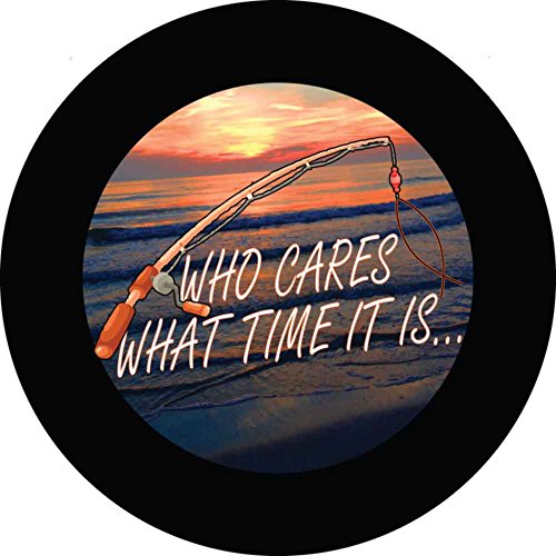 In Visible TC 0026 - Sunset Who Cares What Time It Is Fishing Spare Tire Cover 8x25
