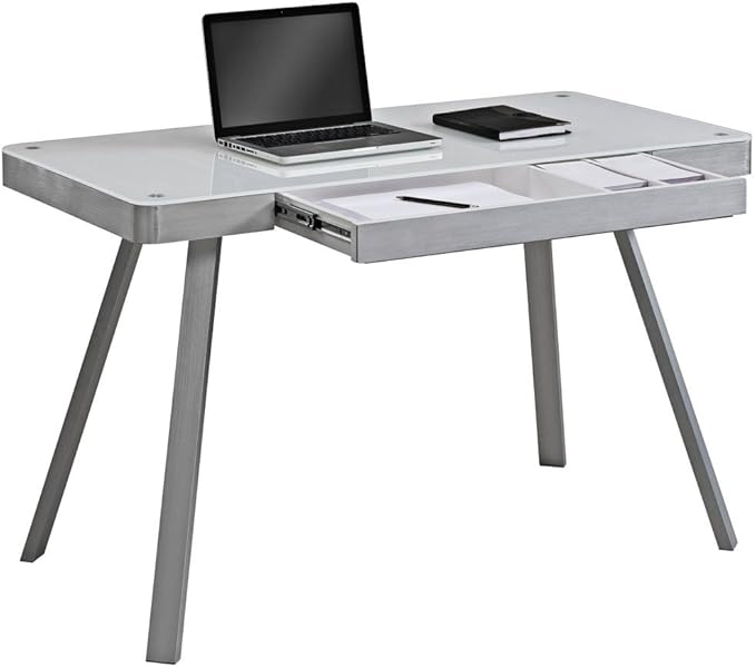 Bell'O Tech Modern Aluminium Office Desk with Tempered Glass Top Work