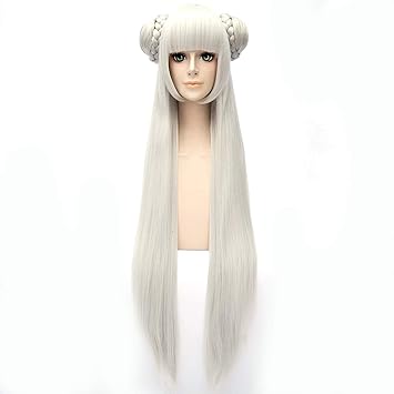 Amazon Com Hoolaza Silver White Long Straight Bangs With 2 Hair