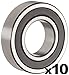 PGN (10 Pack) 6206-2RS Bearing - Lubricated Chrome Steel Sealed Ball Bearing - 30x62x16mm Bearings with Rubber Seal & High RPM Support