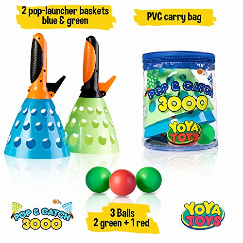 YoYa Toys Pop & Catch Launcher Basket With 3 Balls | For Girls, Boys, Adults, Indoors & Outdoors | Promote Fine Motor Skills, Improve Kinesthetic Learning & Hand To Eye Coordination | In A Carry Bag