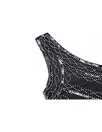 S-3xl Vestido de cóctel Gatsby de los años 20, con lentejuelas, cuello en V, flecos y flecos, para dama