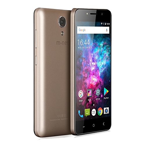 M-NET Power 1 Android 7.0 3g Smartphone con 5050mAh OTG 5.0 HD IPS 8GB ROM+1GB RAM 5MP Dual Pixel - Oro