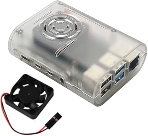 KJ-KUIJHFF - Carcasa de plástico ABS con ventilador de refrigeración para Raspberry Pi 4 modelo B Kit accesorios