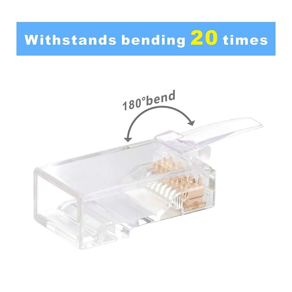 VCE UL Listed Cat6 RJ45 Pass Through Connectors 50-Pack, Cat 6/Cat 5e RJ45 Ends Gold Plated for Solid or Stranded UTP Network Cable Support PoE