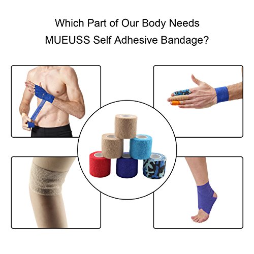 MUEUSS Vet Wrap Non-Woven Elastic Bandage Pet Animals Supply (5cm, Cat Print 6 roll)