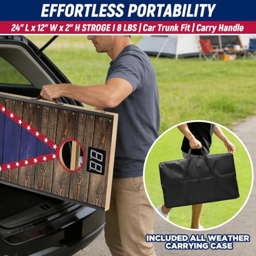 Electronic Cornhole Board Set (2x1ft) - Automatic Scoring Corn Hole Game for Adults - Infrared Sensing Wood Set with 8 Bags & Carry Case for Backyard, Party & Tailgates