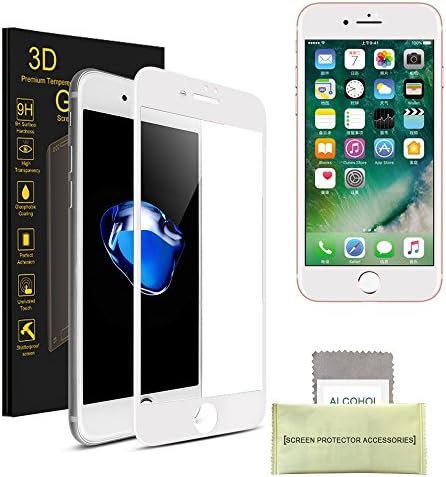 iPhone 6 Plus/6s Plus Screen Protector Glass, AKPATI 4D Round Edge Tempered Glass Screen Protective Film with Anti-Scratch Anti-Fingerprint Bubble Free Features for iPhone 6 Plus/6s Plus - White