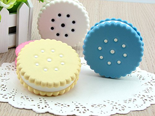 WSERE 5 Colors Contact Lens Case Cookies Shaped Colored Contacts Box Container Travel Kit, Full Equipped, Safe and Leakage-Proof(Yellow) - Thumbnail 5