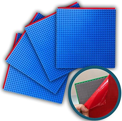 Peel-&-Stick Base Plates - 4 pack (10"x10") Baseplate Bundle Compatible With All Major Brands -Blue