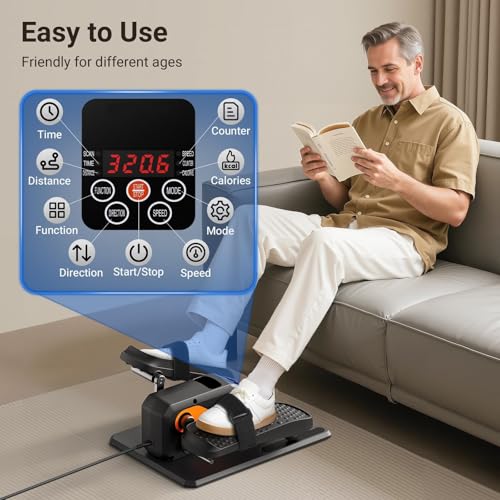 Elliptical Machine, آلة بيومية, Under Desk Ellipse, Leg Exerciser for Senior, Quiet and Compact Electric Seated Pedal Exerciser, for Home with Display Monitor, Remote Control and 12 Adjustable Speeds