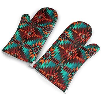 VshiXzno Native Southwest Print Oven Mitts,Professional Heat Resistant to 500?? F,Non-Slip Kitchen Oven Gloves for Cooking,Baking,Grilling,Barbecue Potholders