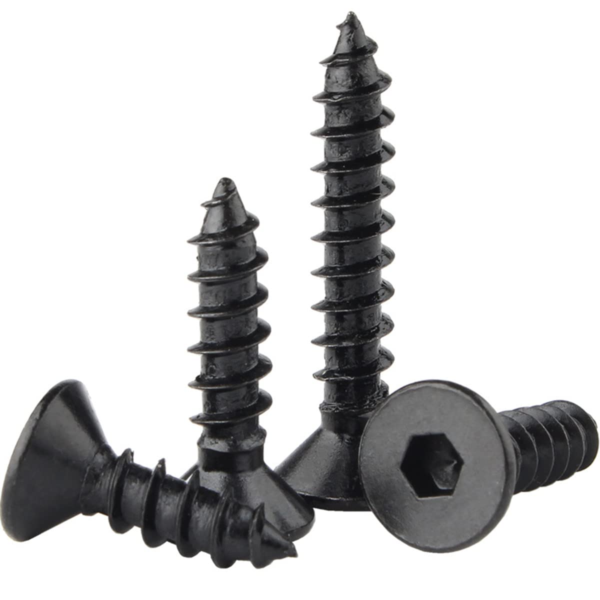 MACHSWON 50 PCS Hex Head Screw Bolts M5*25mm Carbon Steel Hex Tap Bolts Countersunk Socket Thread Hexagon Self Tapping Screws Black