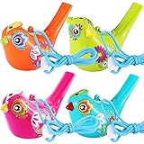 4 Pieces Bird Whistle, Colorful Bird Water Whistle for Bath Toys, Bath Bird Whistle for Kids, Birthday Gift, Easter Gift (4 Pieces)