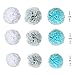 Umiss 23pcs Party Tissue Pom Poms Tissue Flowers Baby Blue White Grey Baby Boy Shower/Party Paper Decorations First Birthday Boy Tissue Flowers Tassel Garland Circle Paper Baby Shower Decorations