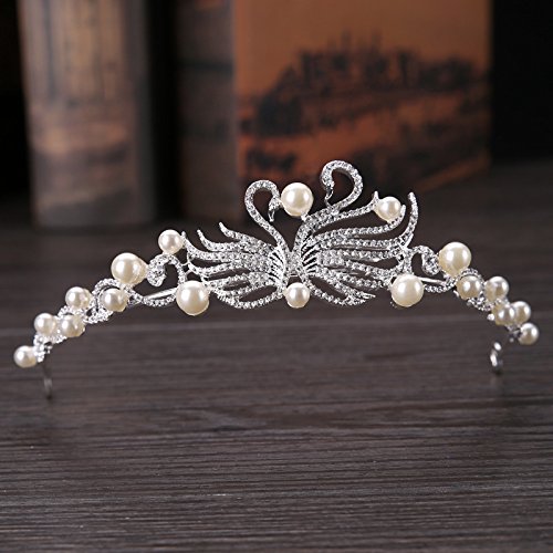 usongs 2018 bride headdress pearl diamond swan crown bride wedding dress accessories Crown Crown Hair Accessories