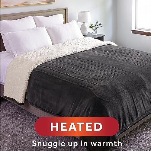 Sunbeam Royal Luxe Sherpa Night Fog Heated Blanket Twin Pricepulse