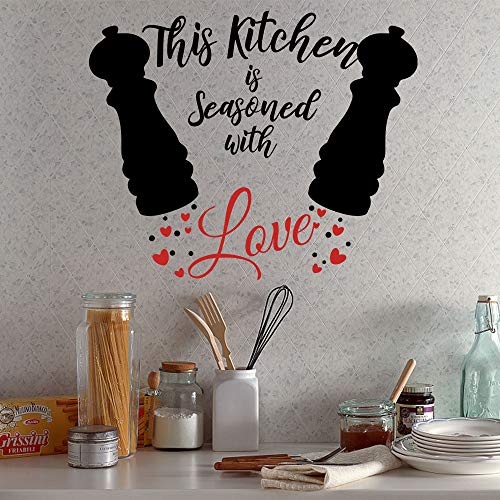 Colorful kitchen wall decal artwork featuring household items.