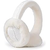 Harssidanzar Women's Winter Sheepskin Earmuffs - Foldable Outdoor Earwarmer HL303US