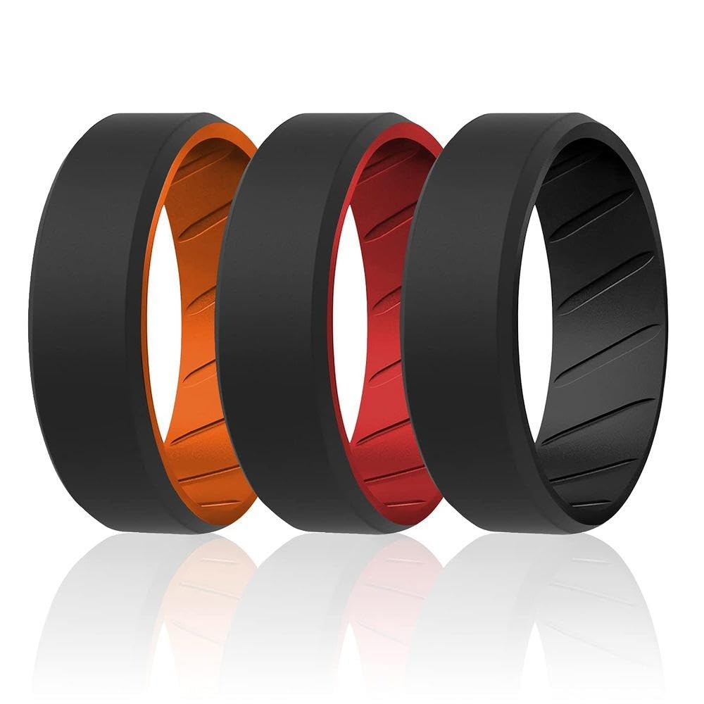 ROQ Silicone Rubber Wedding Ring for Men, Comfort