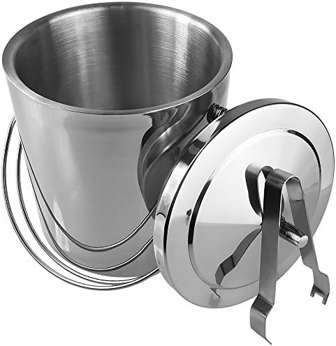 Quality Department Stainless Steel Ice Bucket With Tongs And Lid, Double Walled, 2L Silver