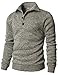 H2H Men's Slim Fit Turtleneck Basic Knit Sweater with Buttons Oatmeal US XL/Asia 2XL (CMTTL091)