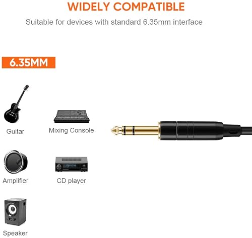 CableCreation 2-Pack 1/4 TRS Stereo Cables 10ft - Balanced Guitar Cable For Keyboards, Amplifiers & Mixers