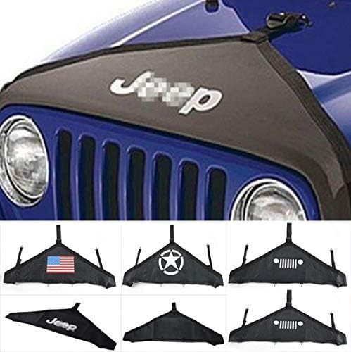 HiMonday Newest Hood Cover Front End Bra Protector V-Hood Vinyl Black (1 pc) For Jeep Wrangler JK 07 Up Rubicon Sahara