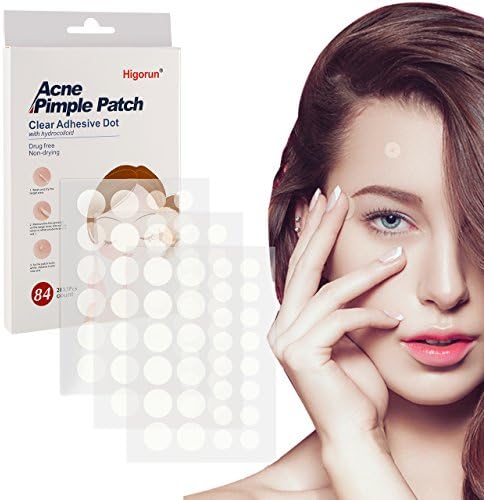 Higorun Acne Pimple Patch Hydrocolloid Acne Spots Treatment Stickers Dot Absorbing Cover (3 Sheet 84 Patches)