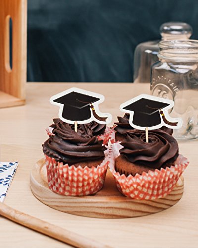 image for Blue Panda Bamboo Cocktail Picks - 200 Pieces of Graduation Cap Toothp