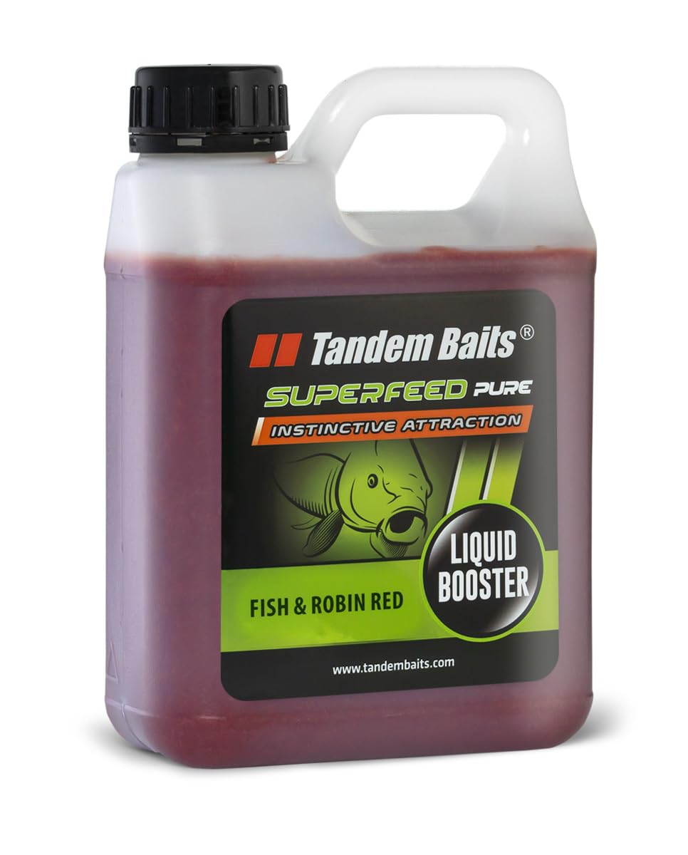 Tandem Baits SuperFeed Pure Booster Fisch & Robin Red | Carp Fishing Booster | Booster Effortless Carp Fishing | Carp Bait | Carp Fishing Accessories for Monster Fish 1000ml