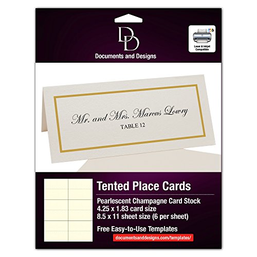 Documents and Designs Single Line Border Easy Print Place Cards (Select Color/Quantity), Champagne, Gold, Set of 150 (25 Sheets) - Thumbnail 2
