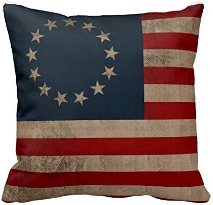 Betsy Ross Vintage Look Early American Flag 18 x 18 Inches Polyester Decorative Throw Pillow Case