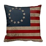 Betsy Ross Vintage Look Early American Flag 18 x 18 Inches Polyester Decorative Throw Pillow Case