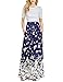 MEROKEETY Women's Summer Short Sleeve Striped Floral Print Elastic Waist Maxi Dress with Pockets