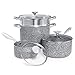 MICHELANGELO Granite Cookware Set 10 Piece, Ultra Nonstick Pots and Pans Set with 100% APEO & PFOA-Free Stone-Derived Coating, Granite Pots and Pans Set Nonstick, Stone Cookware Set Nonstick, 10 Piece