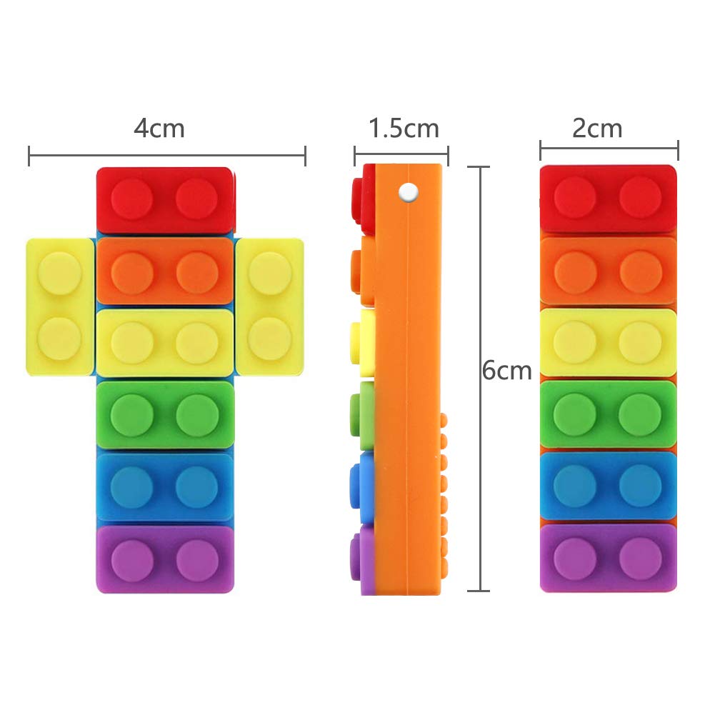 Sensory Chew Necklace Pendant Chewlery Set for Boys and Girls, Silicone Chewy Brick for Kids with ADHD, Teething, Autism, Biting Needs (Multi-Colored, 2Pack)