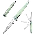 Eafengrow EF948 Folding Knife D2 Steel Blade + G10 Handle camping Knife Outdoor EDC Tool Knives (Jade)