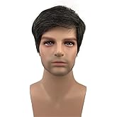 Aimole Synthetic Short Men Wigs Natural Body Wave Hair Heat Resistant Full Capless Wig