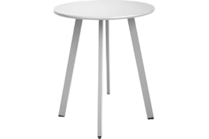 Meluvici Outdoor Side Table - Weather Resistant Patio Table, Round Metal Steel, Waterproof End Table for Garden, Balcony, Yard, White