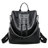 Aigoode Wasserdichte Damenrucksack Ledertasche Schultasche, Multi-Pocket-Rucksac