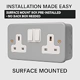 SHPELEC 13A Premium Switched Metal Clad Double Socket 2 Gang BS Standard view 5