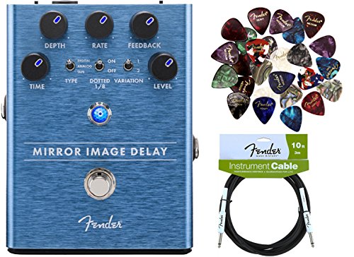Fender Mirror Image Delay Pedal Bundle with Fender Instrument Cable and 24 Picks