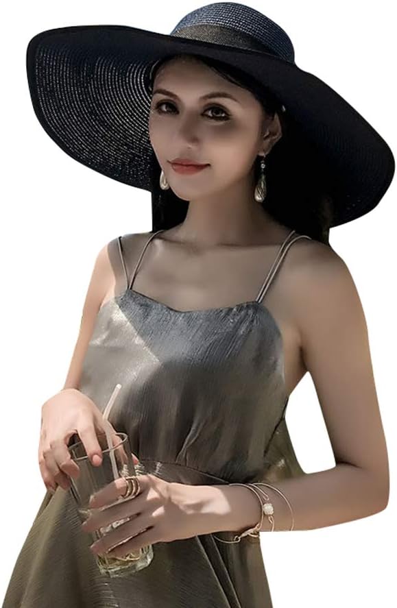 Women's Summer Wide Brim Beach Hats Sexy Chapeau Large Floppy Sun Caps