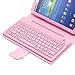 SUPERNIGHT Wireless Bluetooth Silicone Keyboard PU Leather Tablet Stand Case for Samsung Galaxy Tab 3 7.0 inch 7'' T210 T211 P3200 P3210-Pink