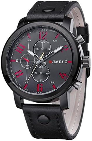Men Watches,Toponly Men's Sports Quartz Luxury Leather Wristwatches Orange/Blue (2018 FASHION Black)
