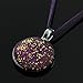 Hand Blown Murano Glass Glitter Golden Stardust Dark Purple Round Pendant Necklace, 18-20''